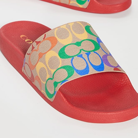 Coach New York Men's Rainbow Pool Slides - Picture 3 of 5